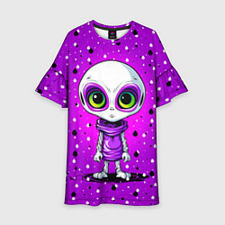 Платье клеш для девочки Alien - purple color, цвет: 3D-принт