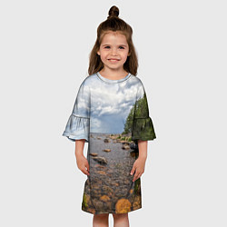 Платье клеш для девочки Лодка на Ладоге, цвет: 3D-принт — фото 2