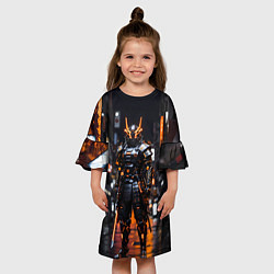 Платье клеш для девочки Кибер робот самурай от нейросети, цвет: 3D-принт — фото 2