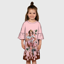 Платье клеш для девочки Тимоти в огне, цвет: 3D-принт — фото 2
