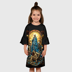 Платье клеш для девочки Бронзовые скелеты, цвет: 3D-принт — фото 2