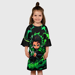 Платье клеш для девочки Танджиро Комадо - чибби арт, цвет: 3D-принт — фото 2