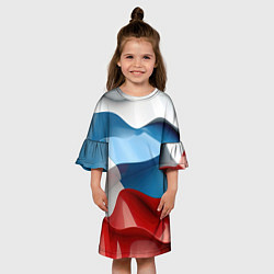 Платье клеш для девочки Абстракция в цветах флага РФ, цвет: 3D-принт — фото 2