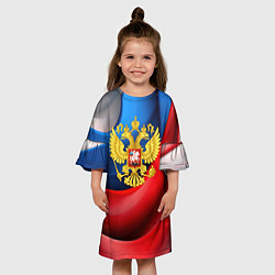 Платье клеш для девочки Золотой герб России, цвет: 3D-принт — фото 2