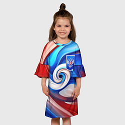 Платье клеш для девочки Абстракция герб России, цвет: 3D-принт — фото 2