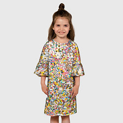 Платье клеш для девочки Паттерн смайлы эмоджи, цвет: 3D-принт — фото 2