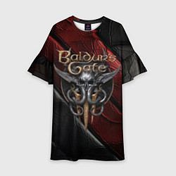Платье клеш для девочки Baldurs Gate 3 logo dark, цвет: 3D-принт