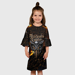 Платье клеш для девочки Baldurs Gate 3 logo gold and black, цвет: 3D-принт — фото 2