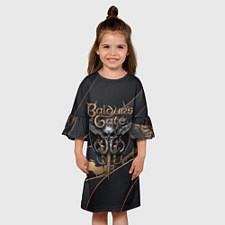 Платье клеш для девочки Baldurs Gate 3 logo dark logo, цвет: 3D-принт — фото 2