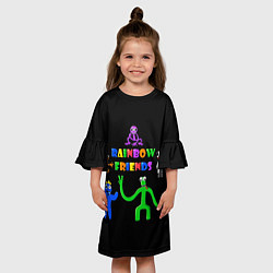 Платье клеш для девочки Rainbow friends characters, цвет: 3D-принт — фото 2