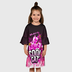 Платье клеш для девочки Killer Queen - Розовый огонь, цвет: 3D-принт — фото 2