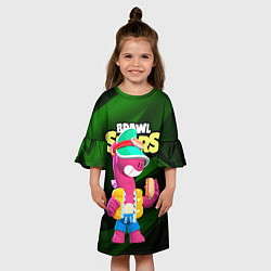Платье клеш для девочки Doug Brawl stars dark green, цвет: 3D-принт — фото 2