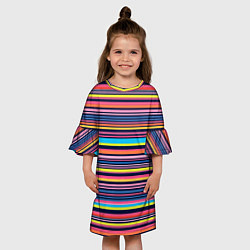 Платье клеш для девочки Яркие полоски, цвет: 3D-принт — фото 2