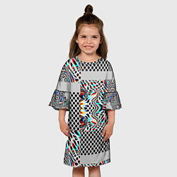 Платье клеш для девочки Абстракция электро, цвет: 3D-принт — фото 2