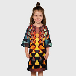 Платье клеш для девочки Объемные кубы полигон, цвет: 3D-принт — фото 2