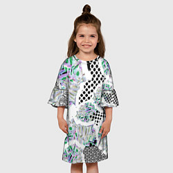 Платье клеш для девочки Контрастная абстракция, цвет: 3D-принт — фото 2