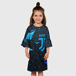 Платье клеш для девочки Juventus abstract blue logo, цвет: 3D-принт — фото 2