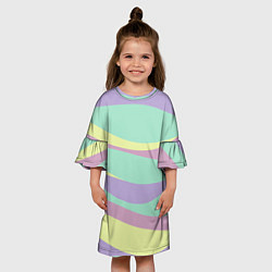 Платье клеш для девочки Абстракция из цветных разводов, цвет: 3D-принт — фото 2