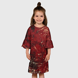 Платье клеш для девочки Текстура - Red on black, цвет: 3D-принт — фото 2