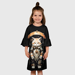 Платье клеш для девочки Механический кот с железным зонтом, цвет: 3D-принт — фото 2
