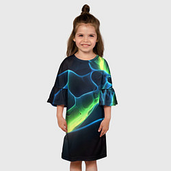 Платье клеш для девочки Зеленый свет на плитах, цвет: 3D-принт — фото 2