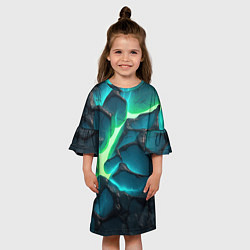 Платье клеш для девочки Свечение из разлома плит, цвет: 3D-принт — фото 2