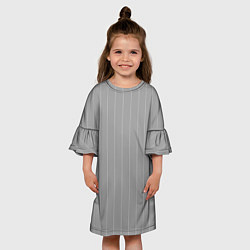 Платье клеш для девочки Благородный серый полосатый, цвет: 3D-принт — фото 2