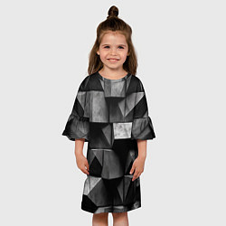 Платье клеш для девочки Обман зрения и каменные плиты, цвет: 3D-принт — фото 2