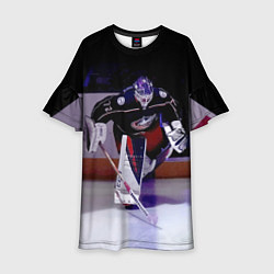 Платье клеш для девочки Sergey Bobrovsky - goalkeeper - Columbus blue jack, цвет: 3D-принт