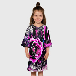 Платье клеш для девочки Розы в стиле киберпанк, цвет: 3D-принт — фото 2