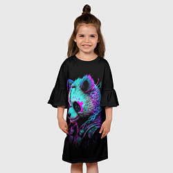Платье клеш для девочки Панда киберпанк, цвет: 3D-принт — фото 2