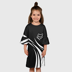 Платье клеш для девочки Fox carbon line - white, цвет: 3D-принт — фото 2