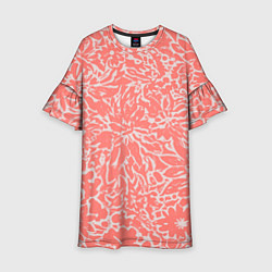 Платье клеш для девочки Цветочный персиковый, цвет: 3D-принт