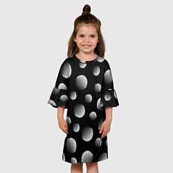 Платье клеш для девочки Шары в полоску на черном фоне, цвет: 3D-принт — фото 2