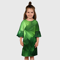 Платье клеш для девочки Green lighting background, цвет: 3D-принт — фото 2