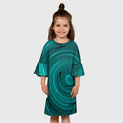 Платье клеш для девочки Малахитовый вихрь, цвет: 3D-принт — фото 2