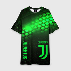 Платье клеш для девочки Juventus green logo neon, цвет: 3D-принт