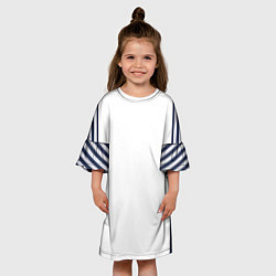 Платье клеш для девочки Синие вертикальные полосы по бокам, цвет: 3D-принт — фото 2