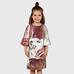 Платье клеш для девочки Слепой флейтист и белый грифон, цвет: 3D-принт — фото 2