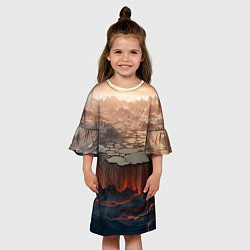 Платье клеш для девочки Разлом земли и лавовой поверхности, цвет: 3D-принт — фото 2