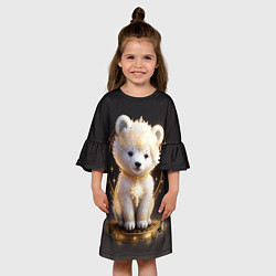 Платье клеш для девочки Белый медвежонок, цвет: 3D-принт — фото 2