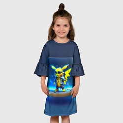 Платье клеш для девочки Крутой Пикачу, цвет: 3D-принт — фото 2