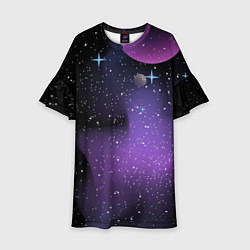 Платье клеш для девочки Фон космоса звёздное небо, цвет: 3D-принт