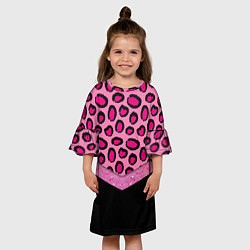 Платье клеш для девочки Розовый леопард и блестки принт, цвет: 3D-принт — фото 2