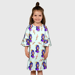 Платье клеш для девочки Персонаж героини воительницы и веточка, цвет: 3D-принт — фото 2
