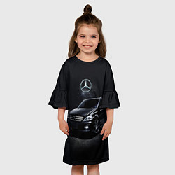Платье клеш для девочки Mercedes black, цвет: 3D-принт — фото 2