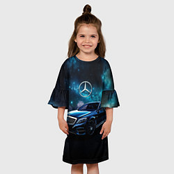 Платье клеш для девочки Синий мерседес, цвет: 3D-принт — фото 2