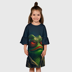 Платье клеш для девочки Pepe frog, цвет: 3D-принт — фото 2