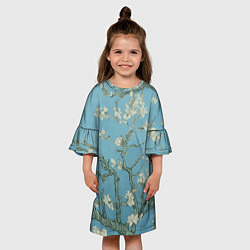Платье клеш для девочки Цветущие ветки миндаля - картина ван Гога, цвет: 3D-принт — фото 2
