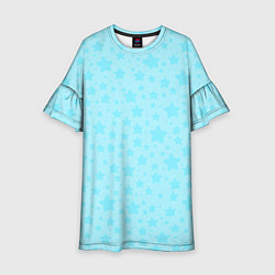 Платье клеш для девочки Звёздочки на голубом фоне, цвет: 3D-принт